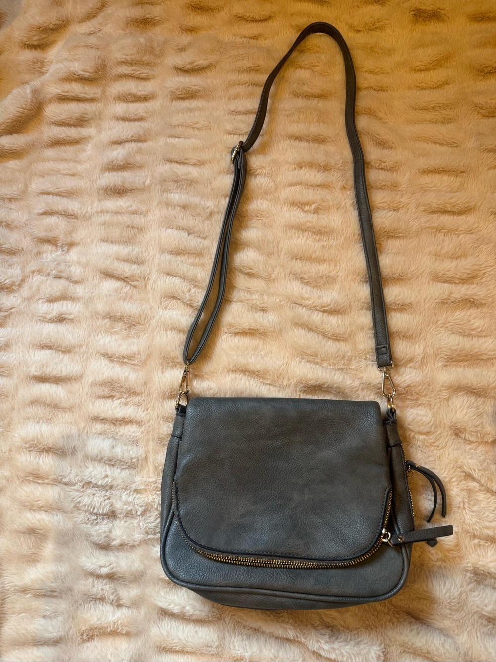 Classic Grey Crossbody Shoulder Bag - Women's Handbag